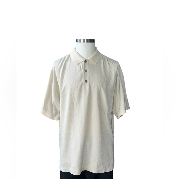 TOMMY BAHAMA 100% Silk Collard Shirt in Yellow size XLarge - Picture 9 of 11